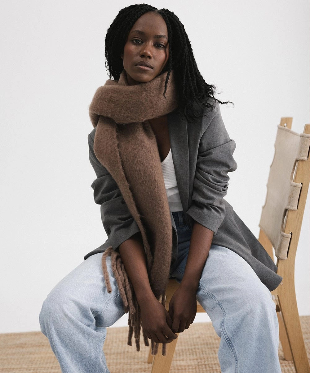 MIK OVERSIZED SCARF- BROWN