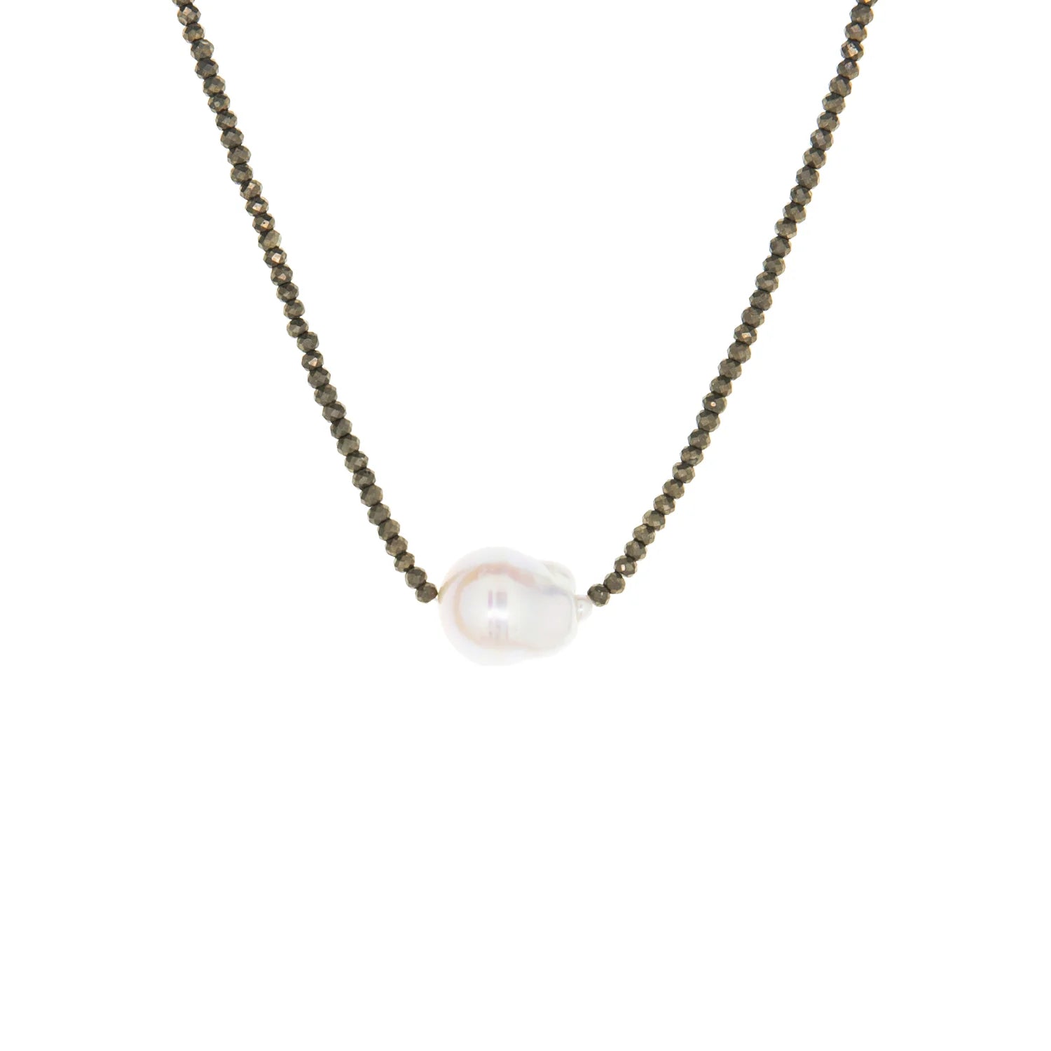 MARLYN SCHIFF SEMI PRECIOUS STONE NECKLACE WITH SALTWATER PEARL