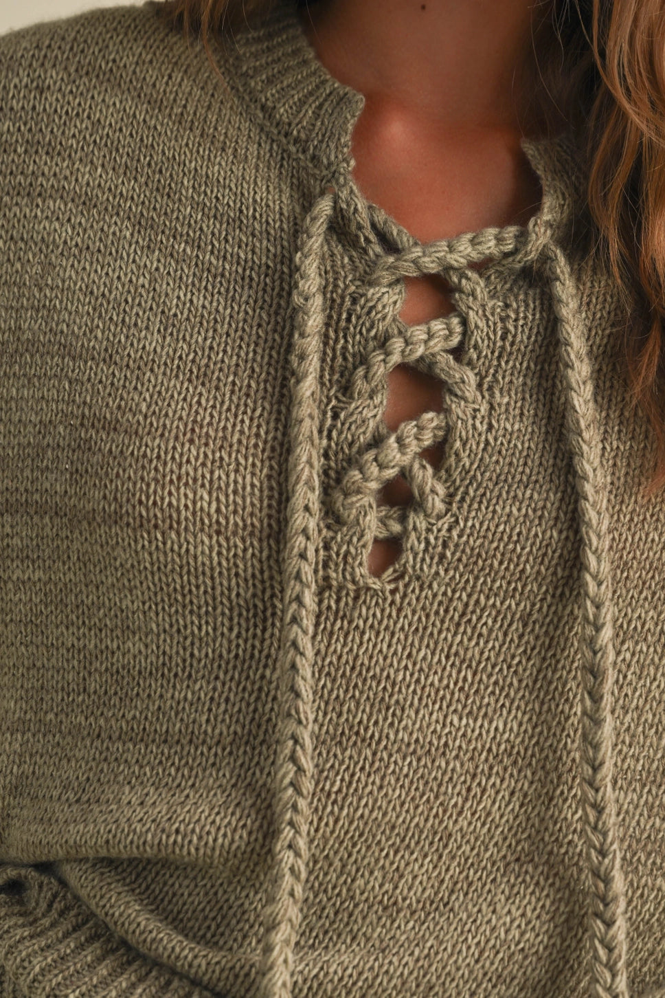 LACE UP FRONT SWEATER