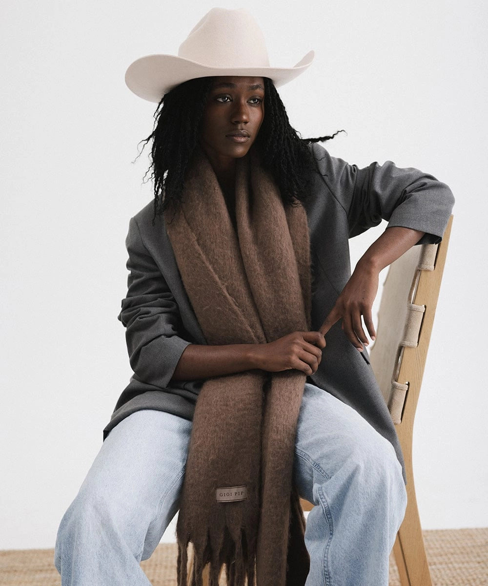 MIK OVERSIZED SCARF- BROWN