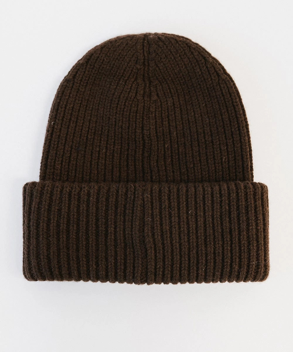 GIGI MERINO WOOL BEANIE-DARK BROWN