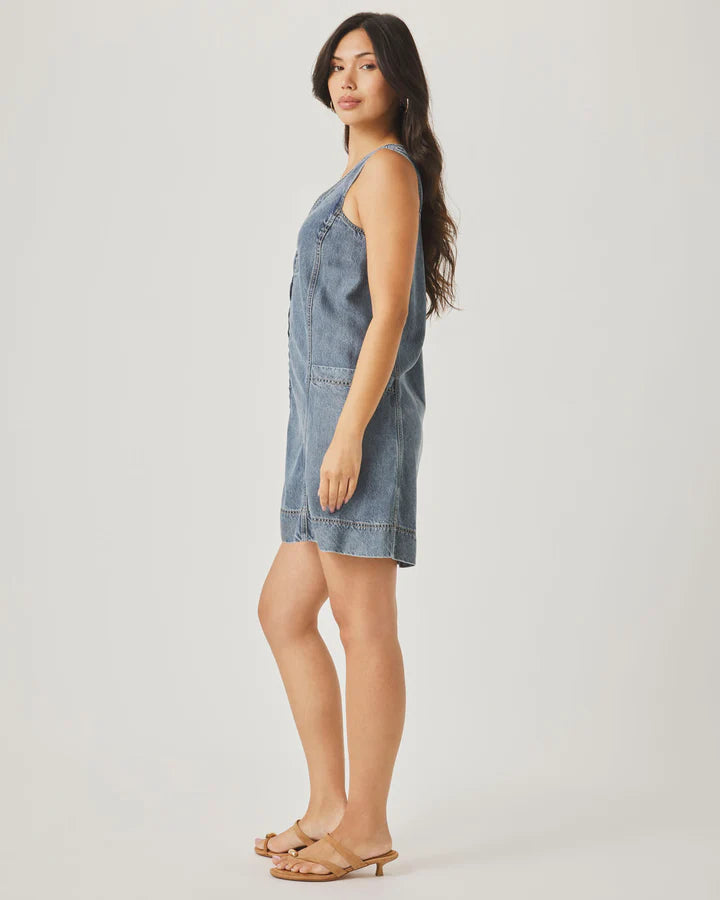 denim lounge dress Ribbed Lounge Dress- Denim & Ivory The King's Daughter Boutique