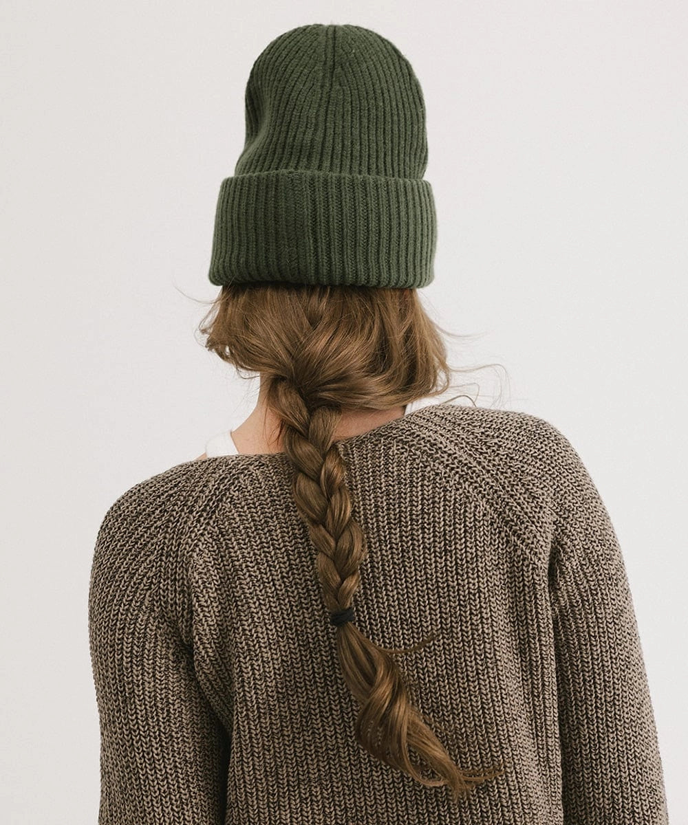 GIGI MERINO WOOL BEANIE-DARK GREEN